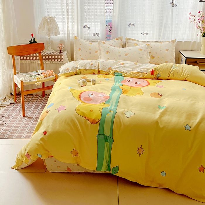 91家纺网 家纺一手货源 找家纺 KT猫直营店 2026新款卡通斜纹磨毛大版四件套 星芽芽