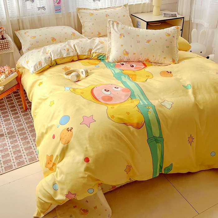 91家纺网 家纺一手货源 找家纺 KT猫直营店 2026新款卡通斜纹磨毛大版四件套 星芽芽