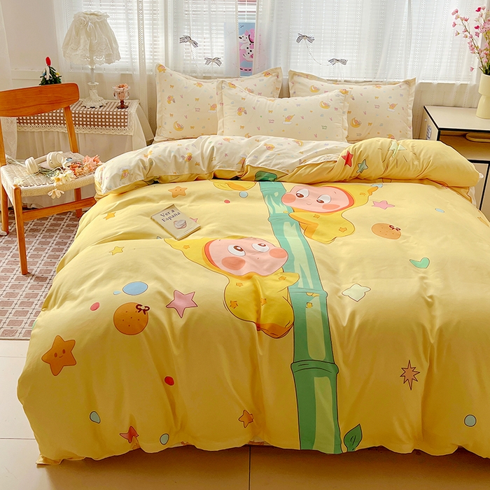 91家纺网 家纺一手货源 找家纺 KT猫直营店 2026新款卡通斜纹磨毛大版四件套 星芽芽