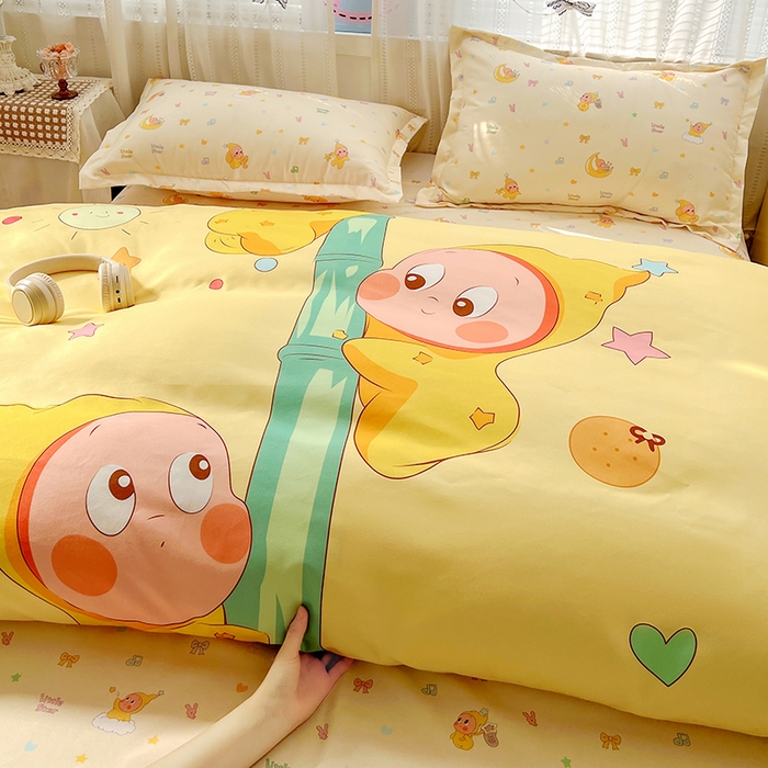 91家纺网 家纺一手货源 找家纺 KT猫直营店 2026新款卡通斜纹磨毛大版四件套 星芽芽