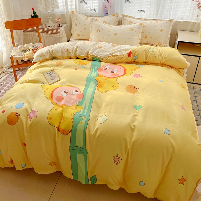 91家纺网 家纺一手货源 找家纺 KT猫直营店 2026新款卡通斜纹磨毛大版四件套 星芽芽