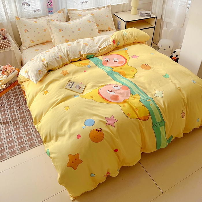 91家纺网 家纺一手货源 找家纺 KT猫直营店 2026新款卡通斜纹磨毛大版四件套 星芽芽