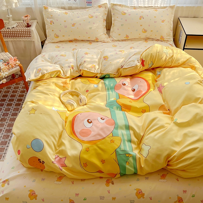 91家纺网 家纺一手货源 找家纺 KT猫直营店 2026新款卡通斜纹磨毛大版四件套 星芽芽