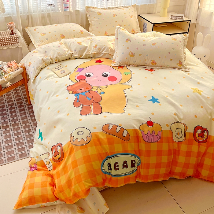 91家纺网 家纺一手货源 找家纺 KT猫直营店 2026新款卡通斜纹磨毛大版四件套 星仔面包铺