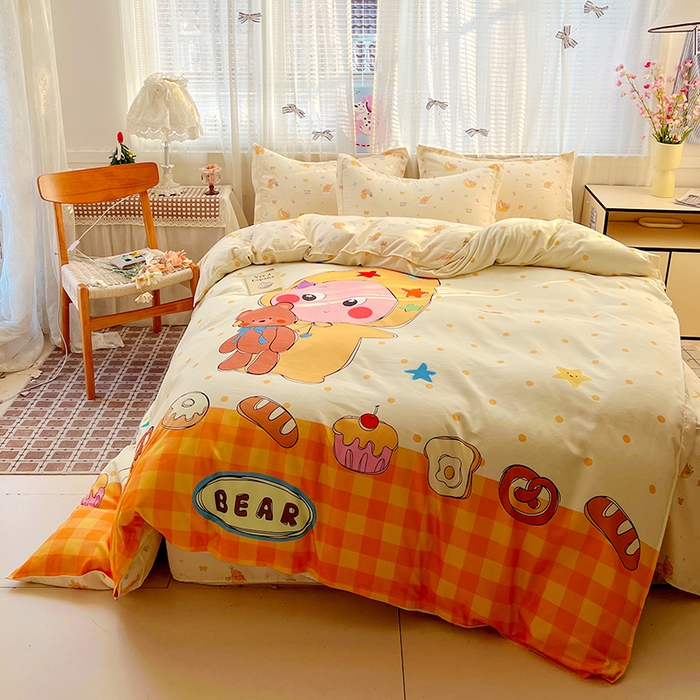 91家纺网 家纺一手货源 找家纺 KT猫直营店 2026新款卡通斜纹磨毛大版四件套 星仔面包铺