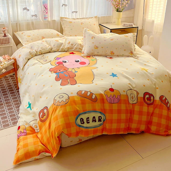 91家纺网 家纺一手货源 找家纺 KT猫直营店 2026新款卡通斜纹磨毛大版四件套 星仔面包铺