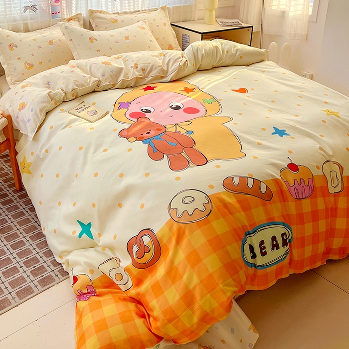 91家纺网 家纺一手货源 找家纺 KT猫直营店 2026新款卡通斜纹磨毛大版四件套 星仔面包铺