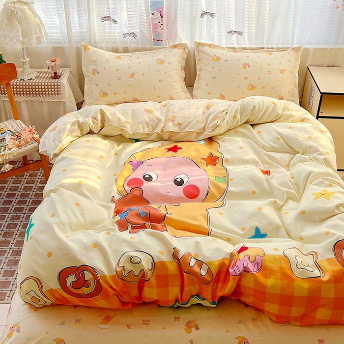 91家纺网 家纺一手货源 找家纺 KT猫直营店 2026新款卡通斜纹磨毛大版四件套 星仔面包铺