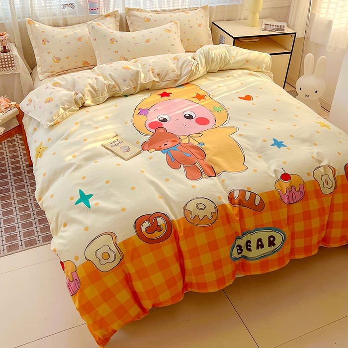 91家纺网 家纺一手货源 找家纺 KT猫直营店 2026新款卡通斜纹磨毛大版四件套 星仔面包铺