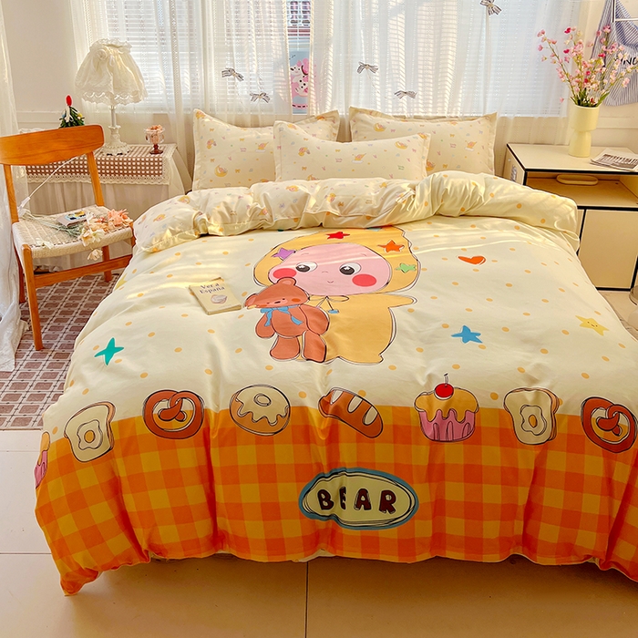 91家纺网 家纺一手货源 找家纺 KT猫直营店 2026新款卡通斜纹磨毛大版四件套 星仔面包铺