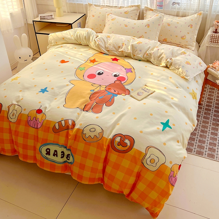 91家纺网 家纺一手货源 找家纺 KT猫直营店 2026新款卡通斜纹磨毛大版四件套 星仔面包铺