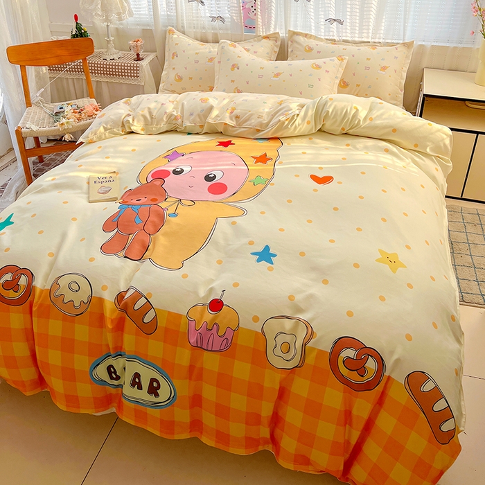 91家纺网 家纺一手货源 找家纺 KT猫直营店 2026新款卡通斜纹磨毛大版四件套 星仔面包铺