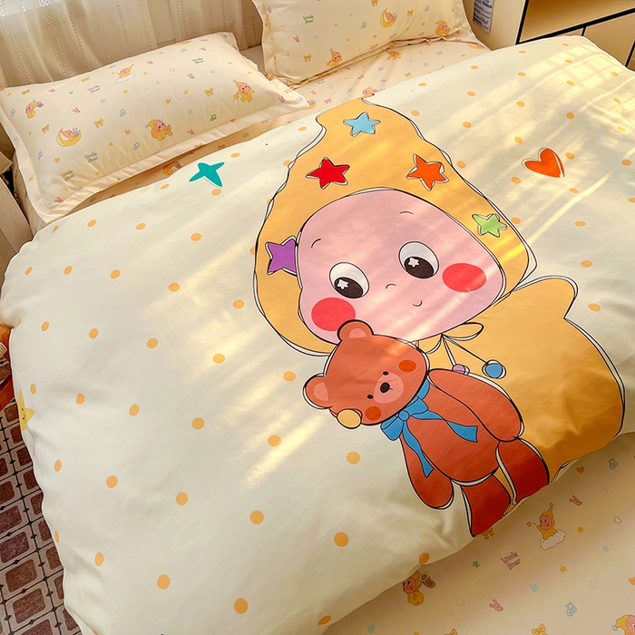 91家纺网 家纺一手货源 找家纺 KT猫直营店 2026新款卡通斜纹磨毛大版四件套 星仔面包铺