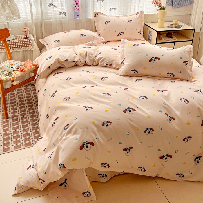 91家纺网 家纺一手货源 找家纺 KT猫直营店 2026新款卡通斜纹磨毛大版四件套 眼镜狗