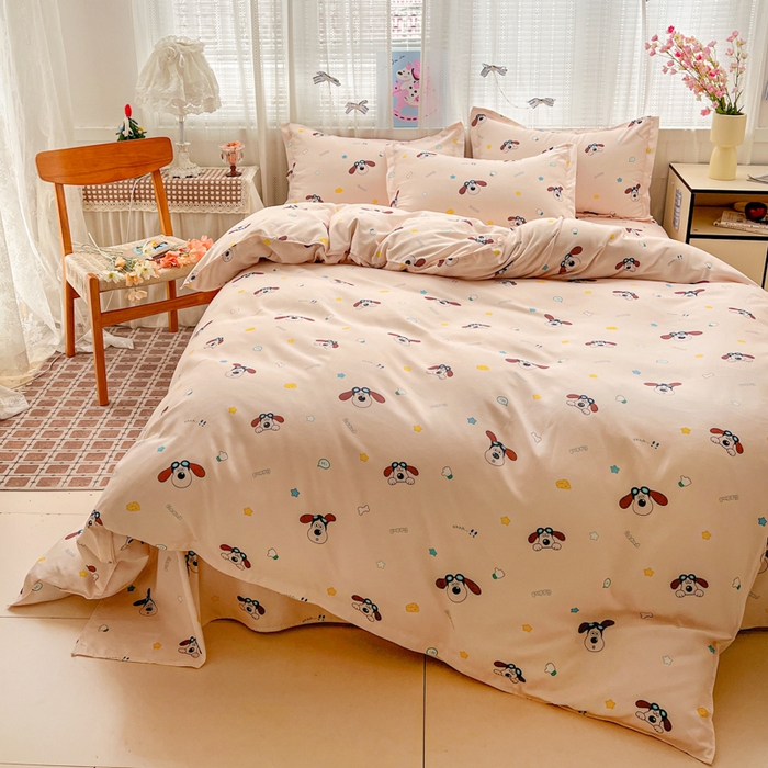 91家纺网 家纺一手货源 找家纺 KT猫直营店 2026新款卡通斜纹磨毛大版四件套 眼镜狗