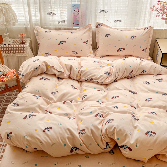 91家纺网 家纺一手货源 找家纺 KT猫直营店 2026新款卡通斜纹磨毛大版四件套 眼镜狗