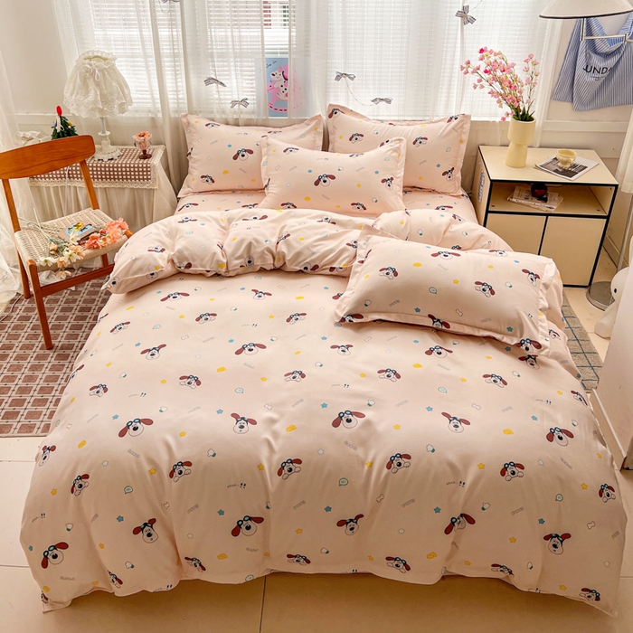 KT猫直营店 2026新款卡通斜纹磨毛大版四件套 眼镜狗