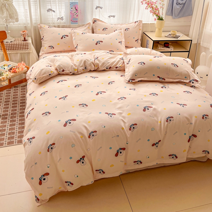 91家纺网 家纺一手货源 找家纺 KT猫直营店 2026新款卡通斜纹磨毛大版四件套 眼镜狗