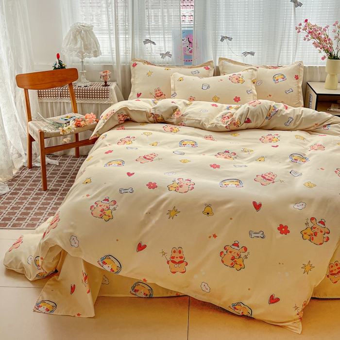 91家纺网 家纺一手货源 找家纺 KT猫直营店 2026新款卡通斜纹磨毛大版四件套 元气满满