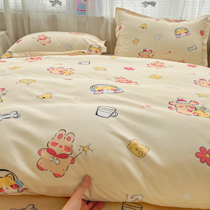 91家纺网 家纺一手货源 找家纺 KT猫直营店 2026新款卡通斜纹磨毛大版四件套 元气满满