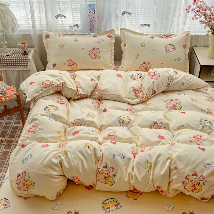 91家纺网 家纺一手货源 找家纺 KT猫直营店 2026新款卡通斜纹磨毛大版四件套 元气满满