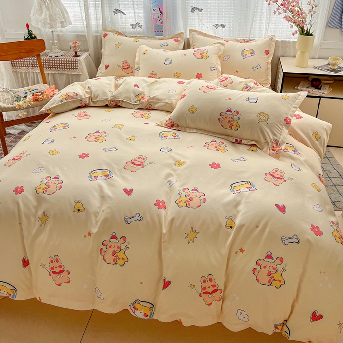 91家纺网 家纺一手货源 找家纺 KT猫直营店 2026新款卡通斜纹磨毛大版四件套 元气满满