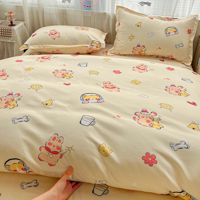 91家纺网 家纺一手货源 找家纺 KT猫直营店 2026新款卡通斜纹磨毛大版四件套 元气满满