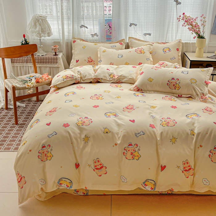 91家纺网 家纺一手货源 找家纺 KT猫直营店 2026新款卡通斜纹磨毛大版四件套 元气满满