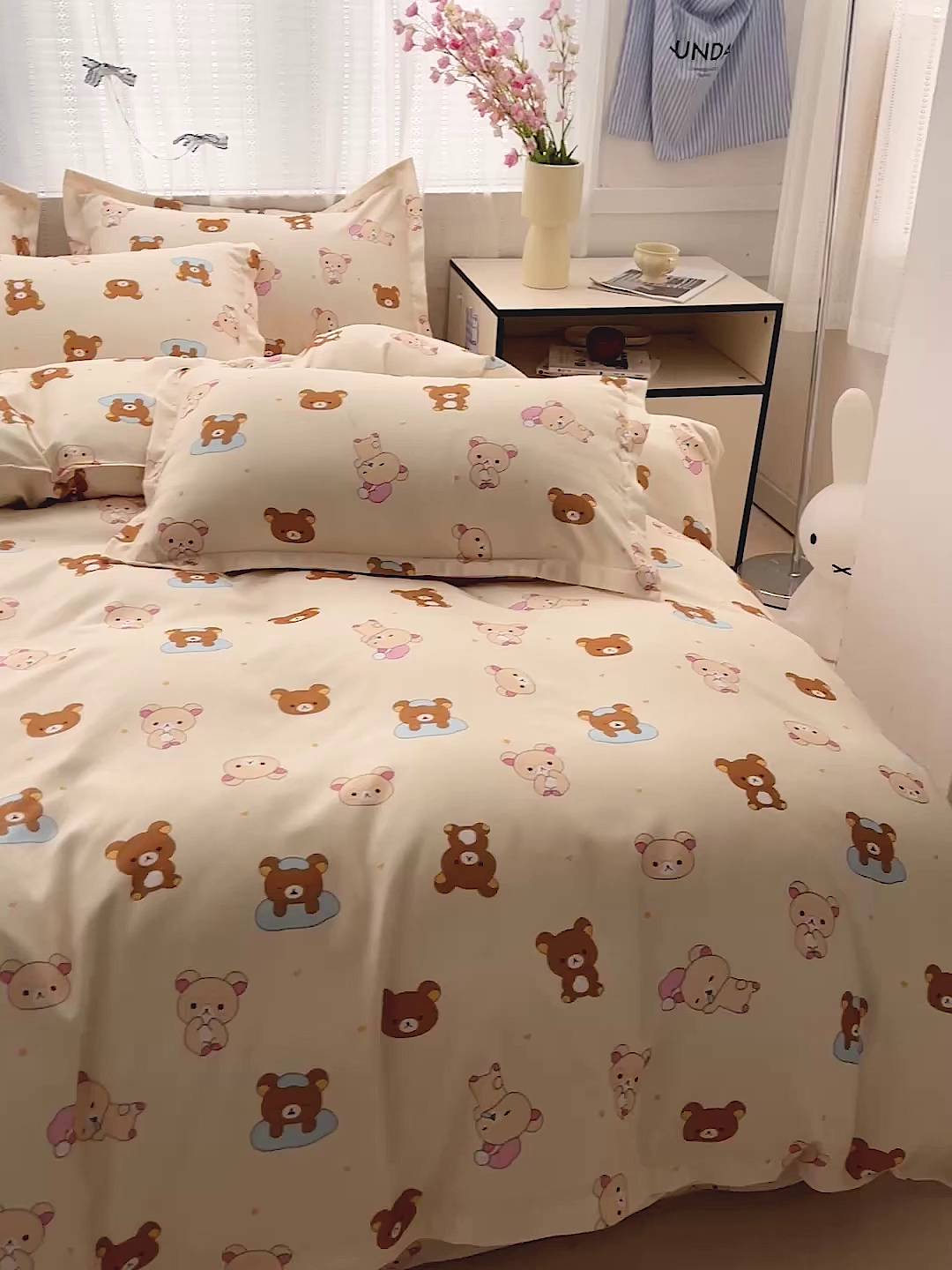 91家纺网 家纺一手货源 找家纺 KT猫直营店 2026新款卡通斜纹磨毛大版四件套 松弛小熊