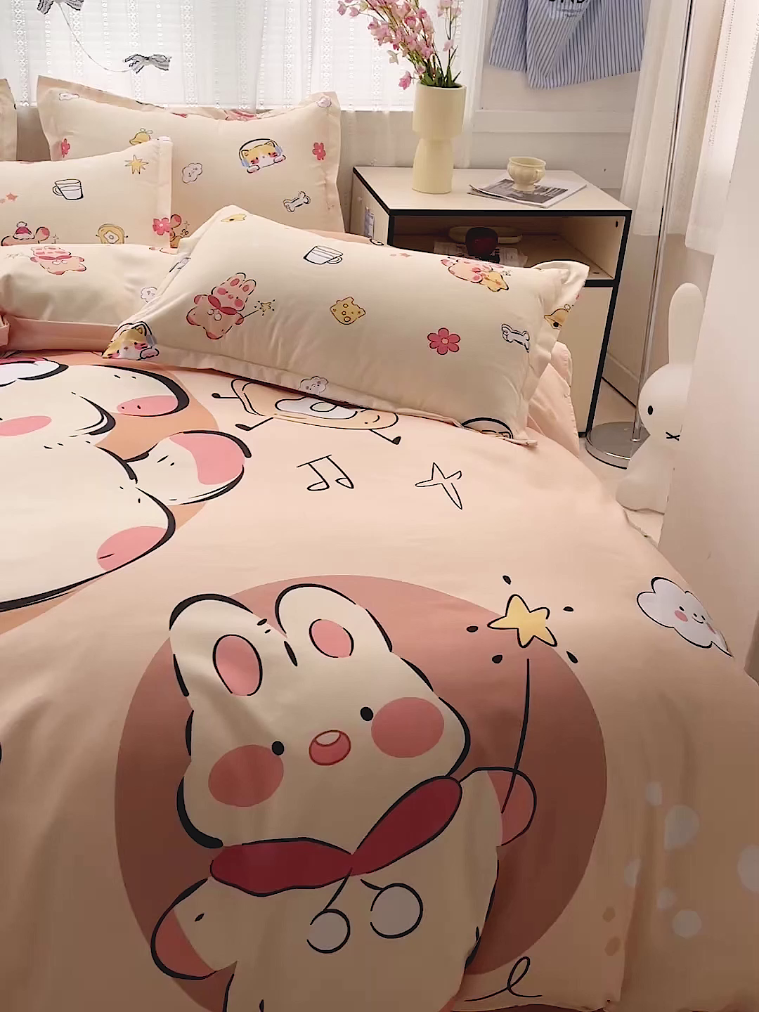 91家纺网 家纺一手货源 找家纺 KT猫直营店 2026新款卡通斜纹磨毛大版四件套 小确幸