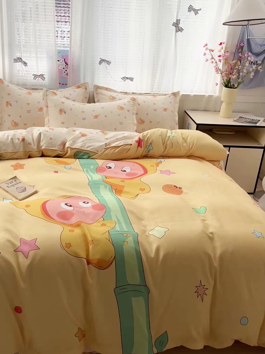 91家纺网 家纺一手货源 找家纺 KT猫直营店 2026新款卡通斜纹磨毛大版四件套 星芽芽