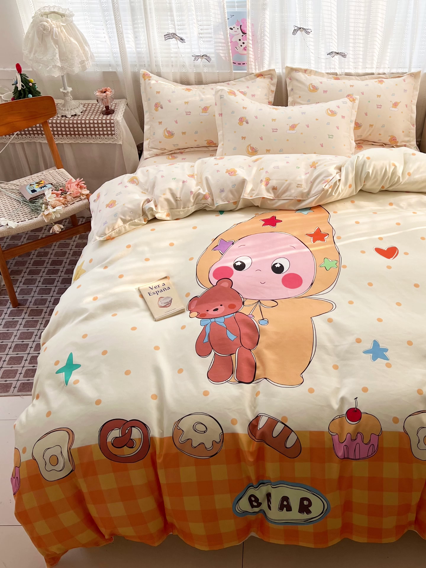 91家纺网 家纺一手货源 找家纺 KT猫直营店 2026新款卡通斜纹磨毛大版四件套 星仔面包铺