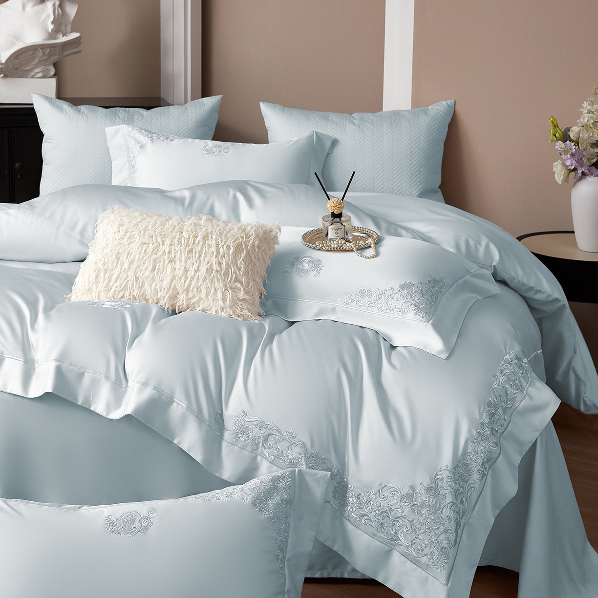 91家纺网 家纺一手货源 找家纺 （总）蒂爵 2026新款天丝棉提花四件套 格拉斯玫瑰系列