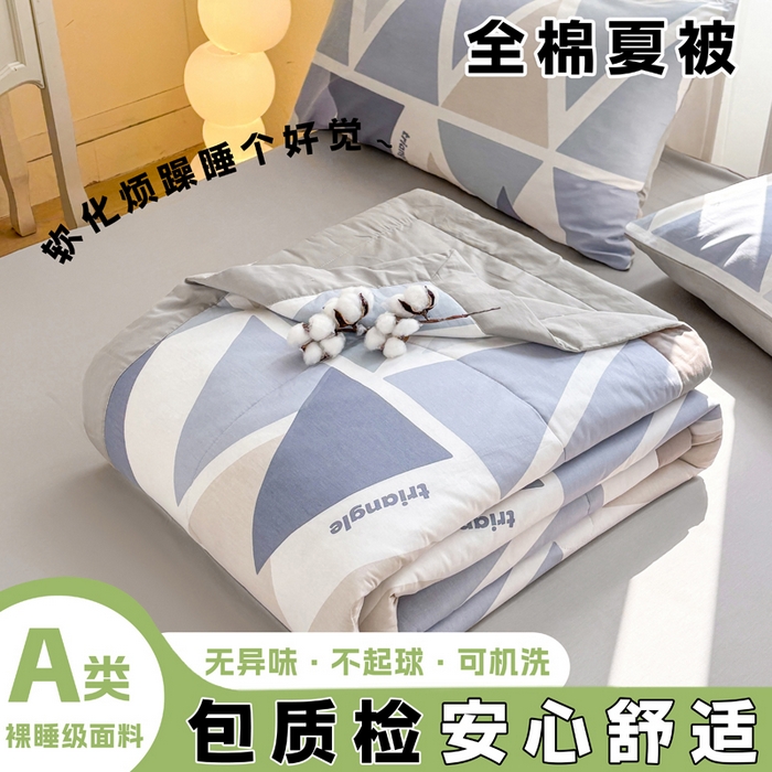 红日子纺织品 2026新款全棉印花夏被夏凉被空调被 悠然海岸
