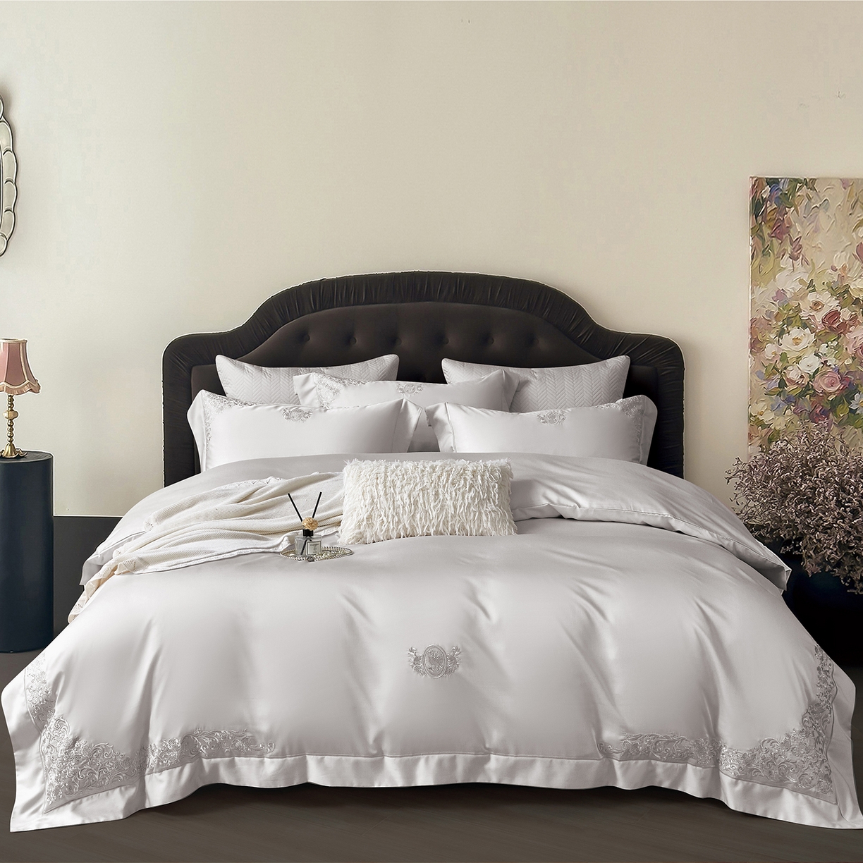 91家纺网 家纺一手货源 找家纺 蒂爵 2026新款天丝棉提花四件套 高级灰