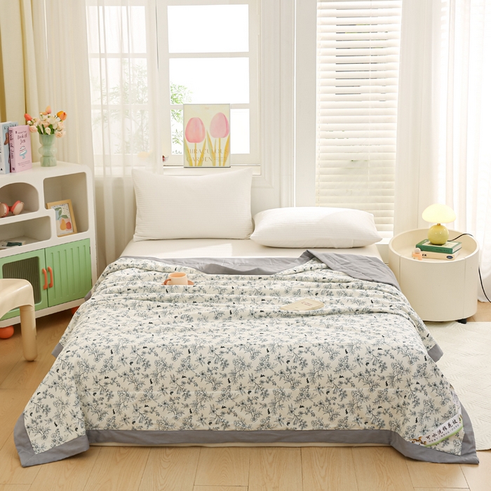 91家纺网 家纺一手货源 找家纺 锦鹭被业 2026新款A类里外全棉印花夏被夏凉被空调被 花园小兔