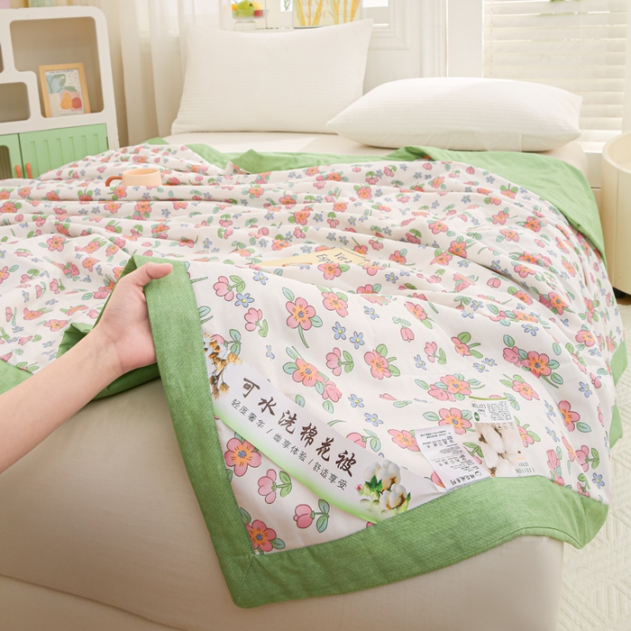 91家纺网 家纺一手货源 找家纺 锦鹭被业 2026新款A类里外全棉印花夏被夏凉被空调被 春的味道