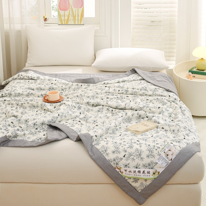 91家纺网 家纺一手货源 找家纺 锦鹭被业 2026新款A类里外全棉印花夏被夏凉被空调被 花园小兔