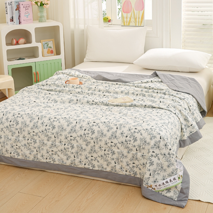 91家纺网 家纺一手货源 找家纺 锦鹭被业 2026新款A类里外全棉印花夏被夏凉被空调被 花园小兔