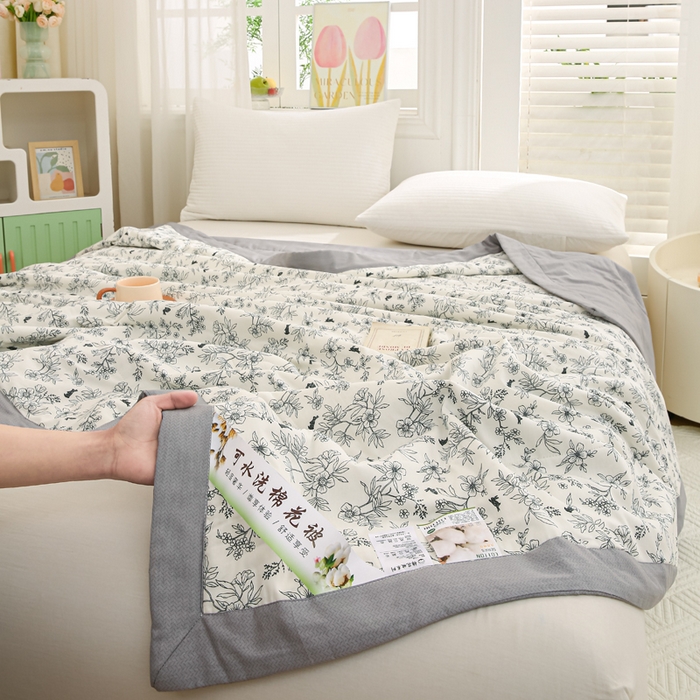 91家纺网 家纺一手货源 找家纺 锦鹭被业 2026新款A类里外全棉印花夏被夏凉被空调被 花园小兔