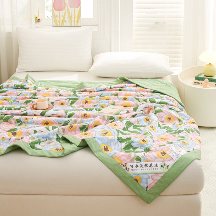 91家纺网 家纺一手货源 找家纺 锦鹭被业 2026新款A类里外全棉印花夏被夏凉被空调被 雨后彩虹