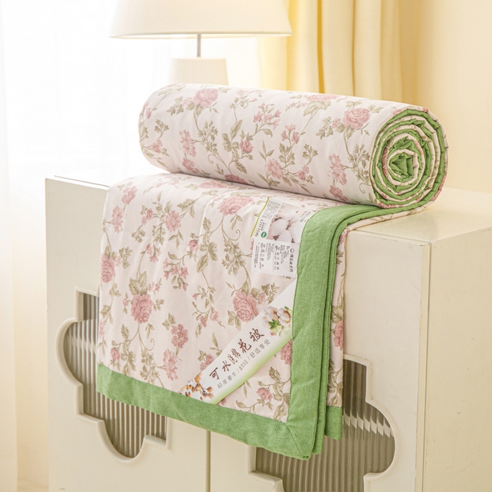 91家纺网 家纺一手货源 找家纺 锦鹭被业 2026新款A类里外全棉印花夏被夏凉被空调被 烟雨蒙蒙