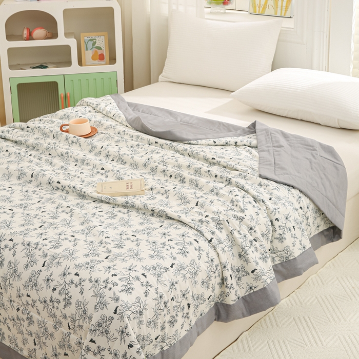 91家纺网 家纺一手货源 找家纺 锦鹭被业 2026新款A类里外全棉印花夏被夏凉被空调被 花园小兔