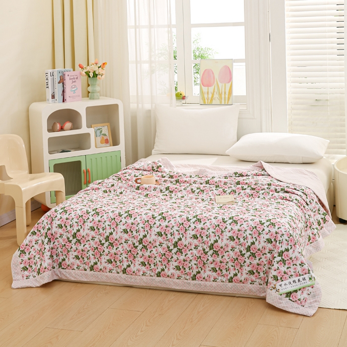 91家纺网 家纺一手货源 找家纺 锦鹭被业 2026新款A类里外全棉印花夏被夏凉被空调被 萱花粉