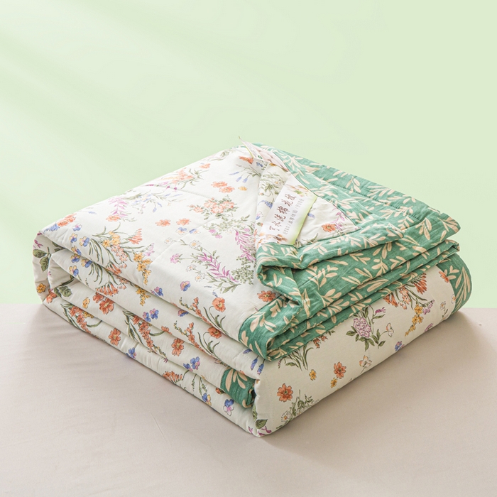 锦鹭被业 2026新款A类里外全棉印花夏被夏凉被空调被 春草悠悠