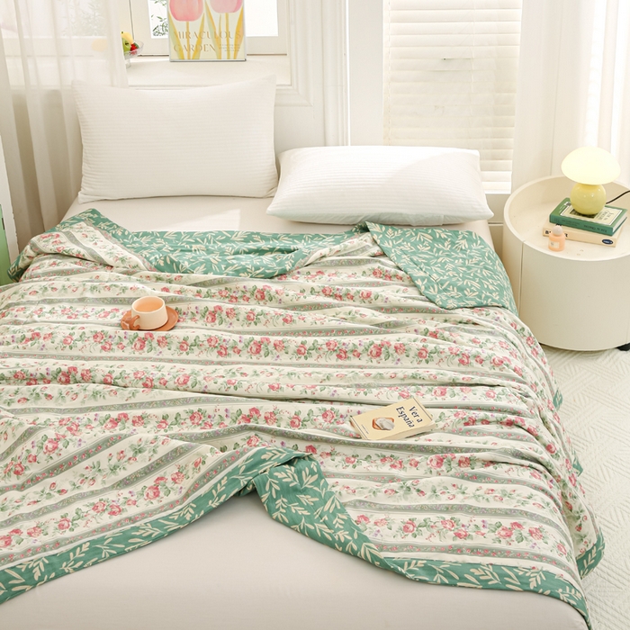 91家纺网 家纺一手货源 找家纺 锦鹭被业 2026新款A类里外全棉印花夏被夏凉被空调被 栀香海棠