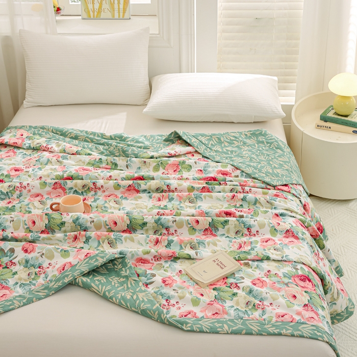 91家纺网 家纺一手货源 找家纺 锦鹭被业 2026新款A类里外全棉印花夏被夏凉被空调被 花舞