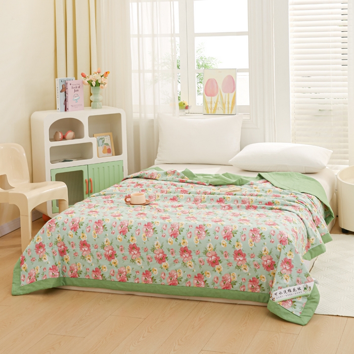 91家纺网 家纺一手货源 找家纺 锦鹭被业 2026新款A类里外全棉印花夏被夏凉被空调被 花团锦簇