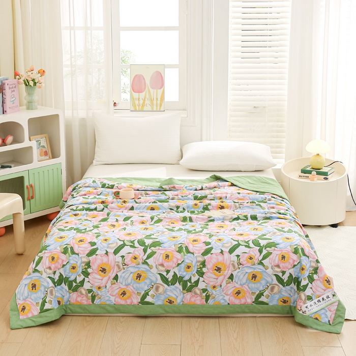 91家纺网 家纺一手货源 找家纺 锦鹭被业 2026新款A类里外全棉印花夏被夏凉被空调被 雨后彩虹