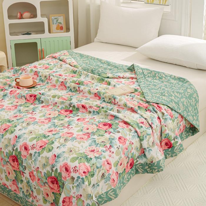 91家纺网 家纺一手货源 找家纺 锦鹭被业 2026新款A类里外全棉印花夏被夏凉被空调被 花舞